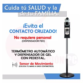 Seguridad Total Kit Termometro Automatico + Dispensador De Gel Y Soporte V2