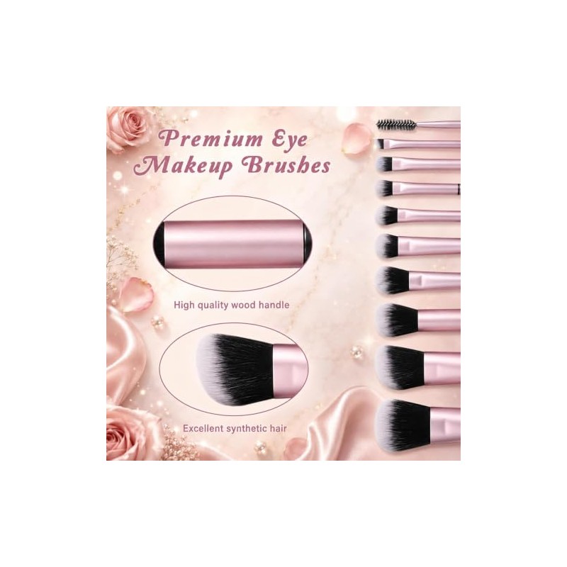 10pcs Brochas de Maquillaje Profesional de Viaje Mini Pinceles con