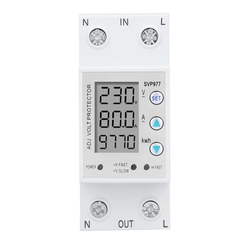 Voltage Protector Adjustable Current Power Monitoring Equipment with Backlight 230VAC