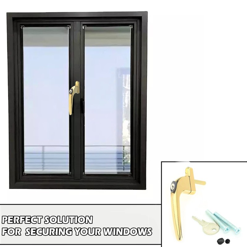 2 Heather UK Polished Gold Upvc Replacement Window Handles Double