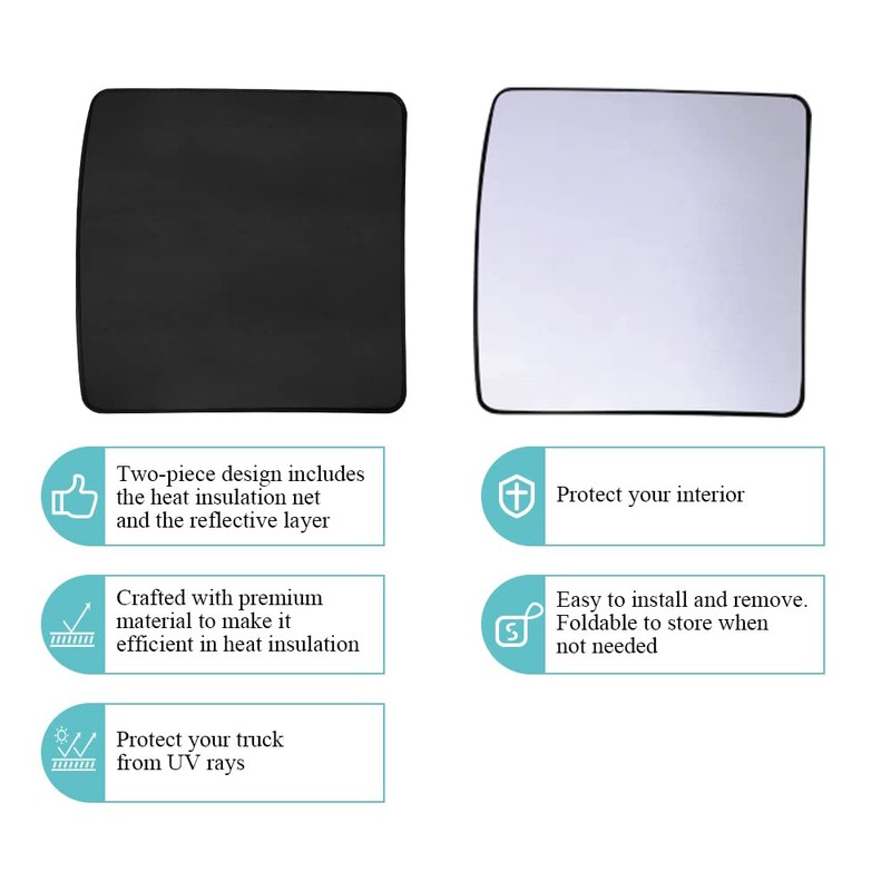 BestEvMod for Rivian R1T Foldable Roof Sunshade 2 Layer Accessories,Sunroof