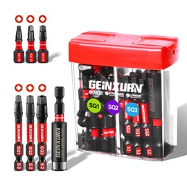 Geinxurn Impact Square Screwdriver Bits Set,43 Pcs Magnetic (SQ1/SQ2/SQ3) S2 Steel Multi Driver Bits Tips with Storage Colorful Box