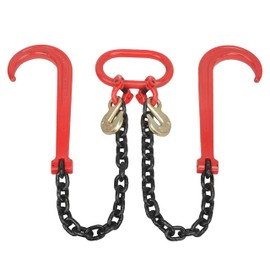 BATONECO G80 3/8" x 2' V Bridle J-Hook Tow Chain, Tow Recovery Chain 7100 Lbs WLL, Two 15" J-Hook & Eye Cradle Grab Hook