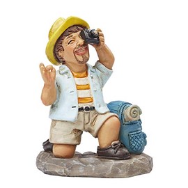 Hobbyfun Tourist with Backpack Kneeling Figure Decoration 8 cm Miniature Hiking Holiday