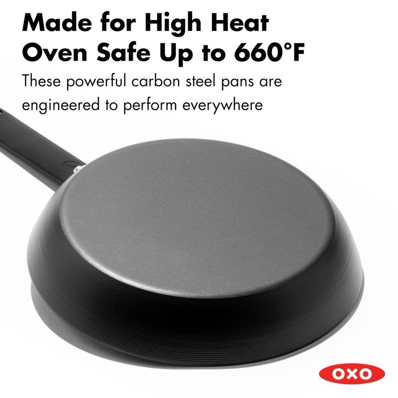 OXO Obsidian Pre-Seasoned Carbon Steel, 8" Frying Pan Skillet with