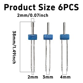pson 6Pcs Twin Needles for Sewing Machine, Double Stretch Needles Pins for Household Sewing Machines, 3 Mixed Sizes 2.0/90, 3.0/90, 4.0/90