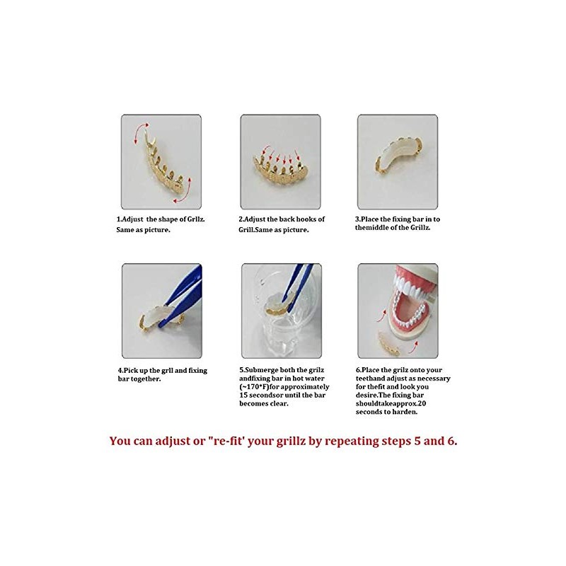 canjoyn Rainbow Grillz Vampire Fangs 6 Teeth Top Bottom Set