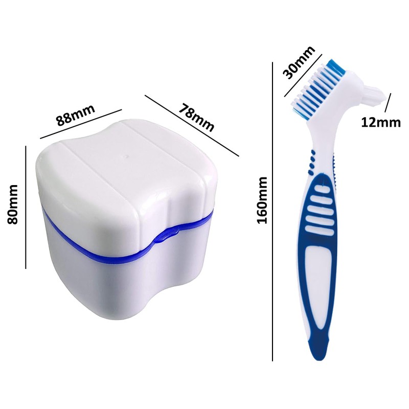 Denture Container with Strainer, Denture Box and Denture Cleaning Brush