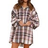 Danedvi Womens Oversized Flannel Plaid Shirts Jacket Ballon Sleeve Button