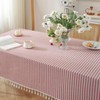 meioro Tablecloths Striped Tassel Table Cloth Rectangular Tablecloth Cotton Linen