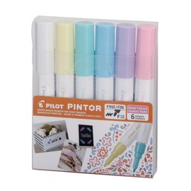 PILOT PINTOR estuche con 6 marcadores creativos, punto fino, colores pastel.