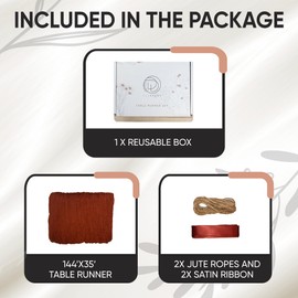 Terracotta Cheesecloth Table Runner +10 Cheesecloth Napkins (144” x 35”) Wedding Decorations for Reception – Gauze Table Runner Perfect Table Settings for Dining Table Decor