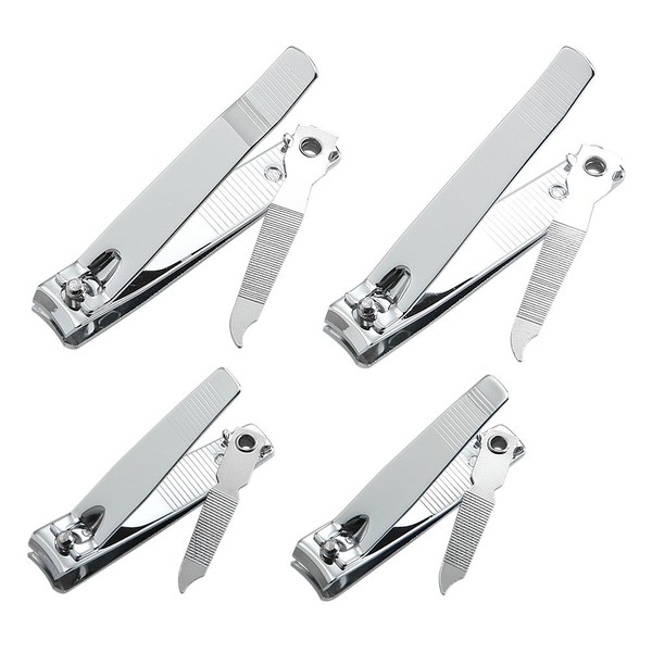 4 Pcs Professional Stainless Steel Toenail Clipper and Fingernails by QLL - Swing Out Nail Cleaner/File - Sharpest Stainless Steel Clipper - Wide Easy Press Lever – Best Quality Nail Cutter