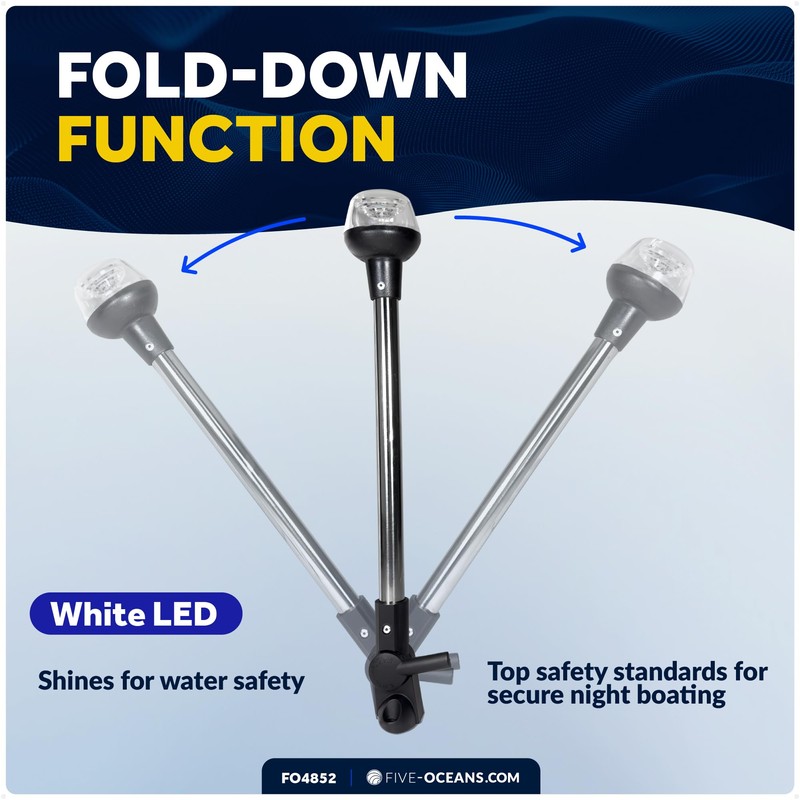 Five Oceans 16-Inch LED Anchor Light, Fold-Down, IP67 Waterproof, 2NM