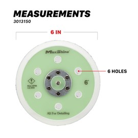Maxshine 6" Universal Hook & Loop Dual Action Backing Plate – Fits DA Polishers with 5/16" Thread – Supports Up to 12,000 OPM – Compatible with Specific High-Speed DA Polishers