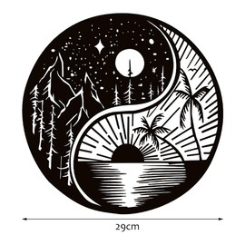 WINBST Yin Yang Wand Kunst Dekor, Metall Tai Chi Wandbehang Dekor, Natürlicher Sonne und Mond für Yoga Zen Badezimmer Schlafzimmer Büro 29 * 29cm