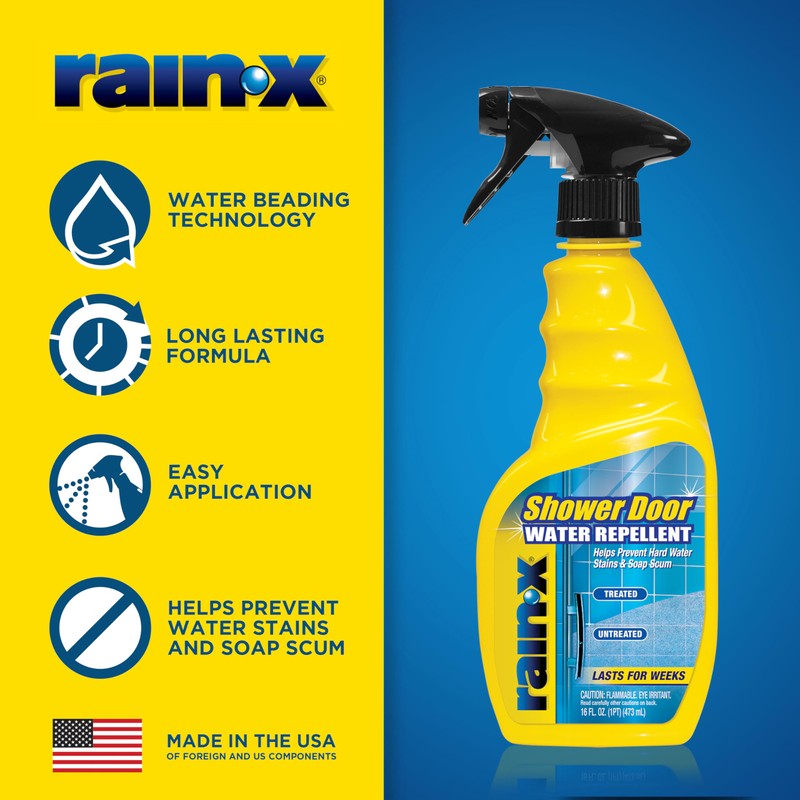 Rain-X 630542 Shower Door Water Repellent, Protects Glass Shower &