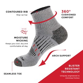 Avalanche Men's Blister Resistant Everyday Performance Low Cut Socks 2-Pack Navy/Charcoal 10-13