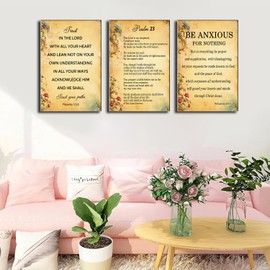 Christian Wall Decor, Psalm 23 Wall Art, Bible Verses Wall Decor, Bible Verse Christian Prayer Room Office Church Decor 12W x 16L Wood Framed