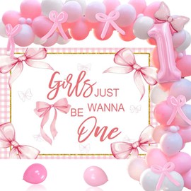 Girl 1st Birthday Banner Bowknot Birthday One Decorations 1st Birthday Girls Just Wanna Be One Sign Pink Bow Birthday Decorations