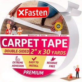 XFasten Double Sided Carpet Tape for Area Rugs, 2 Inch x 30 Yards – Heavy Duty Anti Slip Rug Grip Tape, Works as Rug Grippers, Residue Free, Wood Safe, Easy Removal for Hardwood and Laminated Floors