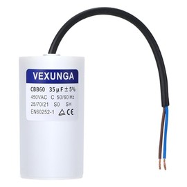 VEXUNGA CBB60 AC Condensador 35uF 450V Condensadores de Arranque para Motor de Persiana 35 MFD 450VAC SH 50x92MM 50/60Hz Con Cable para Bomba de Piscina