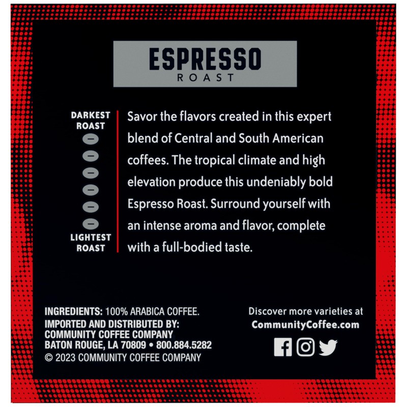 Community Coffee Dark & Bold Espresso Roast Coffee Pods, 72