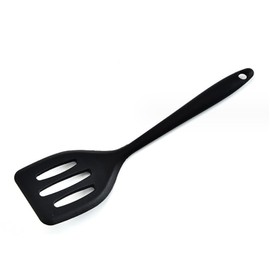 Silicone Cooking Spatulas Turner Slotted Heat Resistant Kitchen Utensils, Non-stick Premium Baking, Cooking, Mixing Tools (Black small)