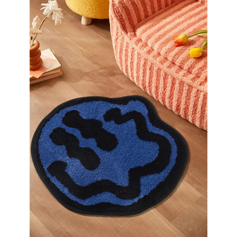 ELDONE Happy Face Alfombrilla de baño azul