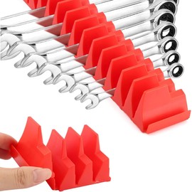 Wotendy 40pcs Magnetic Wrench Organizer for Tool Box, Magnetic Wrench Holder for Tool Drawer Organization and Storage, Modular Wrench Rack with Metric & SAE Labels, Red