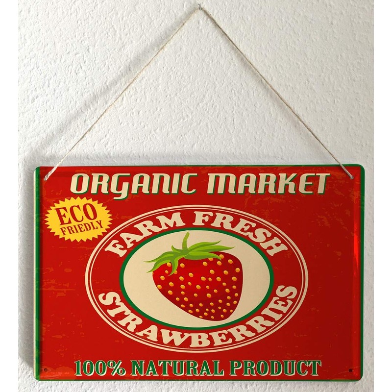 Tin Sign Metal Wall Plaque PosterRetro Strawberries
