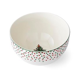 Spode Christmas Tree Polka Dot Rice Bowl | Soup Bowls for the Holidays | Christmas Kitchen Bowls for Rice, Dessert, Cereal, Noodles, and Pasta | Made of Porcelain (6-Inch)