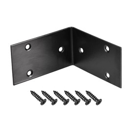 sourcing map Corner Brace Angle Bracket Fastener Stainless Steel L Shape 85mmx85mmx48mm Black with Screws, 4 Pcs