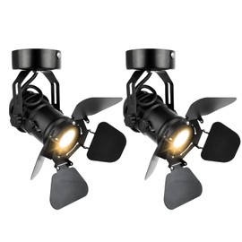 TISLYCO 2Pack Industrial Vintage Ceiling Wall Lamp, Adjustable Track Lighting Barn Door Design Black Wall ScONCES Indoor Spotlight Ceiling Spotlight for Hallway Stage Studio Theatre
