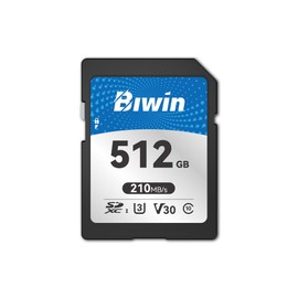 Biwin SD210 SD Card 512GB, SDXC V30 4K UHD Class 10 Rugged UHS-I Memory Card for Camera, Up to 210 MB/s Read Speed, Professional-Grade Solution for Creators