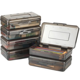 MaxGear Pencil Boxes, 6 Pack Large Capacity Plastic Organizer, Storage Boxes for School Bulk Stackable Design, Office Supplies Storage, 8.2 x 4.7 x 2.3 Inch, Black