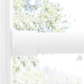 RYB HOME 1" Indoor Outdoor Tension Curtain Rod, 80-120" Rustproof Curtain Rods for Patio, Adjustable Long Drapes Rods for Room Divider Sperator Outside Gazebo, 80 to 120 Inch, Matt White