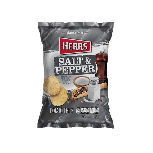 Herr's Salt and Pepper Potato Chips, 2.75 Ounce (Pack of 24 bags)