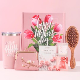 Mothers Day Gifts for Mom, Gift Basket for Mother in Law Grandma Mama,Happy Mothers Day Gifts from Daughter Son Husband,Best Mom Ever Gift Set Unique Mama Thank You Gift Birthday Presents Ideas Pink2