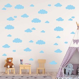 31 calcomanías de pared de nubes surtidas, tamaño mixto de 4 a 10 pulgadas, calcomanías de vinilo para guardería de bebés, recámara de niños o sala de juegos, mural extraíble con temática de cielo YYU