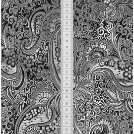 Stoffkontor Lurex Jacquard Silver Paisley – Oeko-Tex Standard 100 – Sold by the Metre – Colour: Black – for Sewing Clothing and Decorations