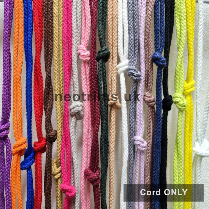 Neotrims Hoodie Drawstring Cotton Cord,6mm Round with Metal Toggle Ends,Stoppers.Lacing