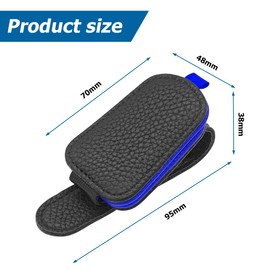 JNNJ Pack of 2 Sunglasses Holders for Car Visor, Magnetic Glasses Temple Clip for Car Sun Visor, Leather Sunglasses Holder, Car Sun Visor (Black/Blue)