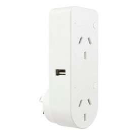 Brilliant Smart Wi-Fi Double Plug Adaptor with USB-A and USB-C Chargers
