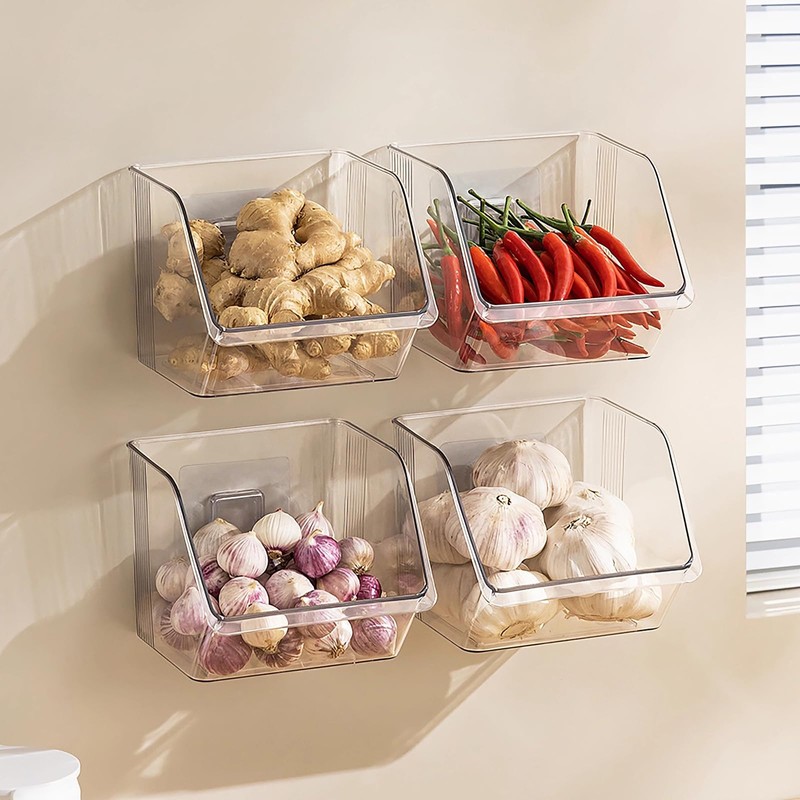 Veefos Garlic Keeper Storage Ginger Container, 3-Pack Small Clear Acrylic