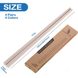 Frunsse Chopsticks, 4 Pairs Reusable Chopsticks, Contemporary Textured Design, 4 Soft-Toned Hues, 20cm Multipurpose Utensils for Asian