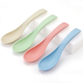 4 Packs Reusable Soup Spoons, Portable Tea Spoons, Lightweight Dinner Spoons, Table Dessert Spoons for Picnic Outdoor Home Office School Work Lunch Box Daily Use (4 Pastel Colors)