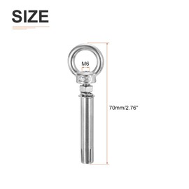 DTGN M6 x 70 Expansion Eye Bolts - 5Pack - Good for Concrete Dry Brick Block Walls - 304 Stainless Steel Eye Bolts Fastener - Silver