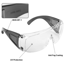Shooting Glasses Over Eyeglasses, AntiFog Safety Glasses Over Prescription OTG
