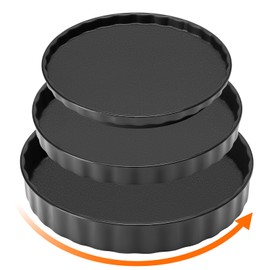 FIHCO Lazy Susan Turntable, 3 Pack Lazy Susan for Kitchen, Cupboard, Fridge, Vanity, Countertop, Under Sink Organizing, 360° Rotation, 26cm+24cm+22cm, Black